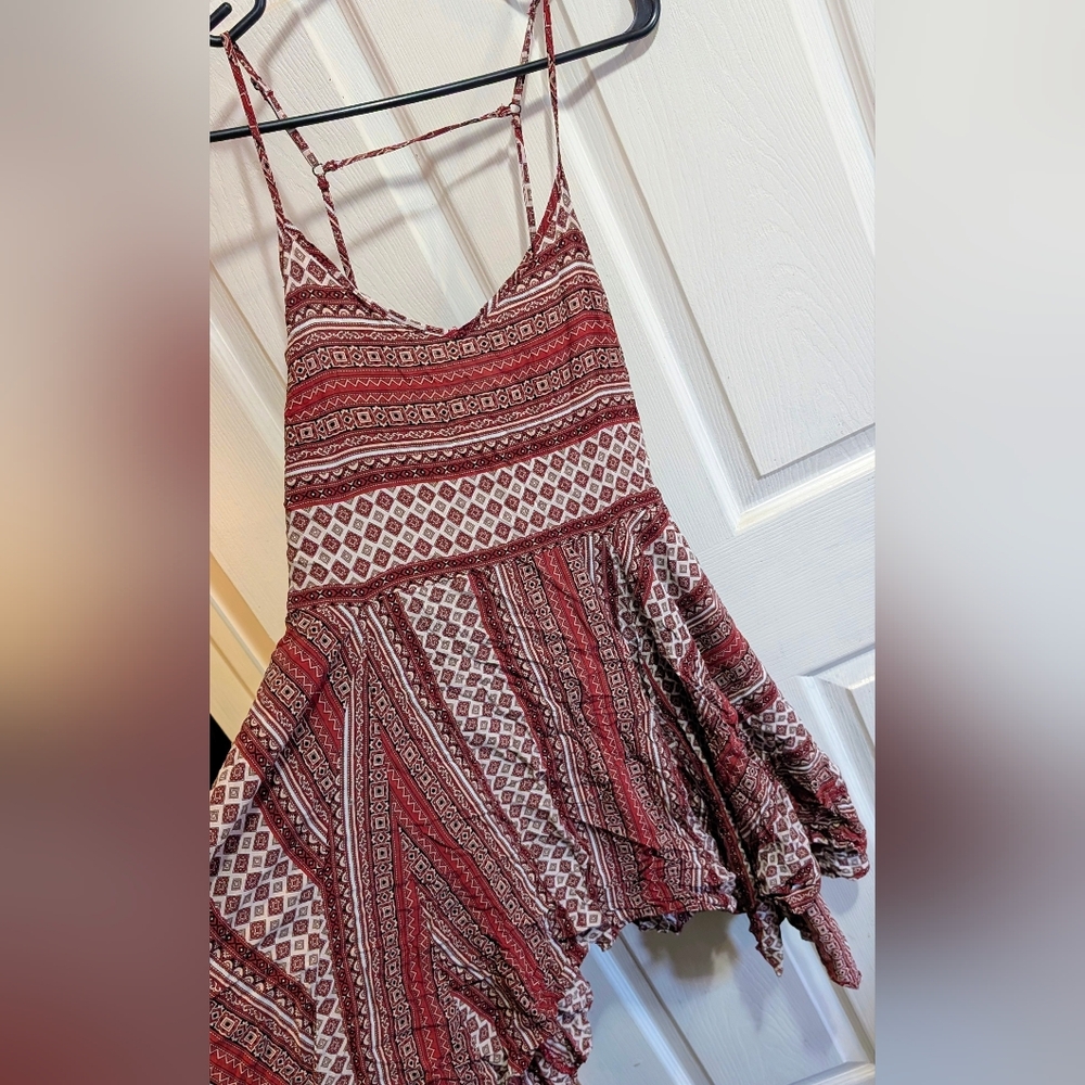 Bohemian Red and White Patterned Dress